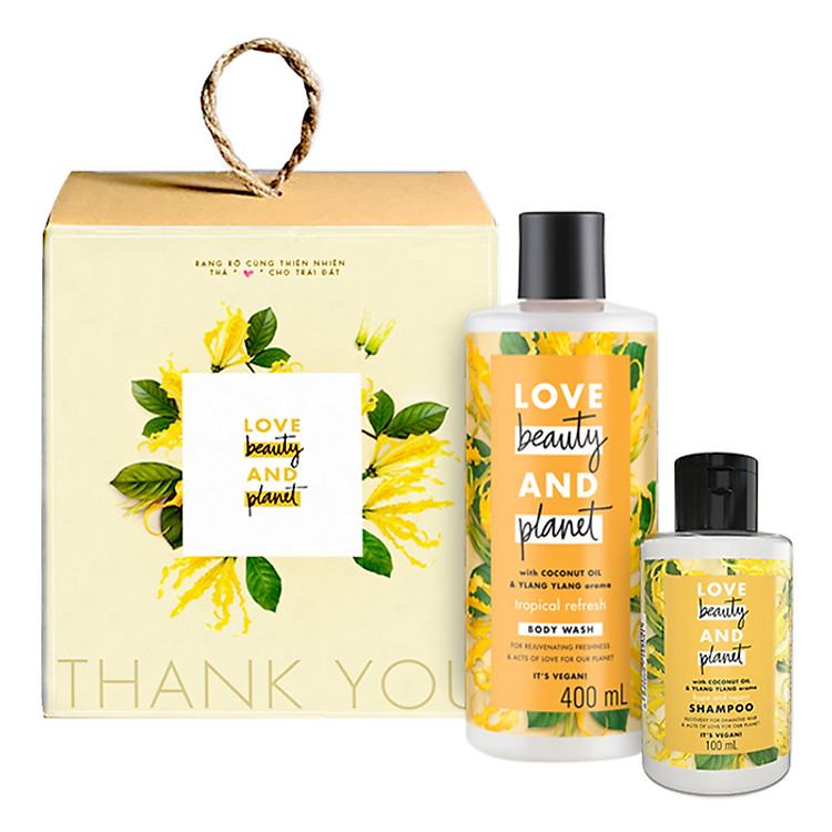 Hộp Quà Tặng Sữa Tắm Love Beauty And Planet Phục Hồi Da Khô (400ml) + Kèm Dầu Gội Love Beauty And Planet Cho Tóc Nhuộm (100ml)