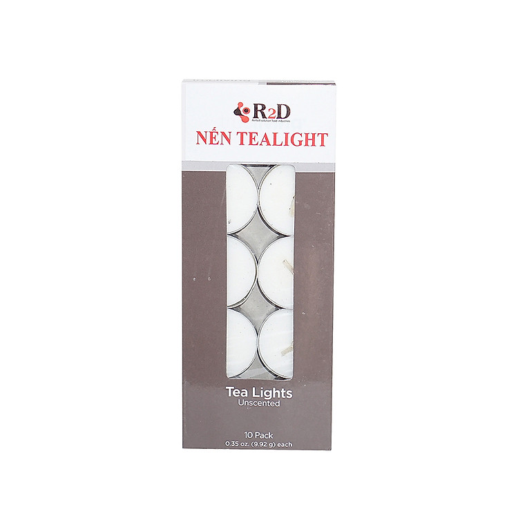 Nến không khói màu trắng tealight 10 viên dùng cho lò xông tinh dầu chính hãng R2D