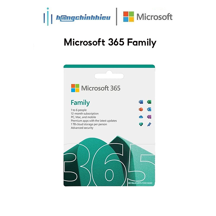 Phần mềm Microsoft 365 Family English APAC EM Subscr 1YR Medialess P6 (6GQ-01555) - Hàng Chính Hãng