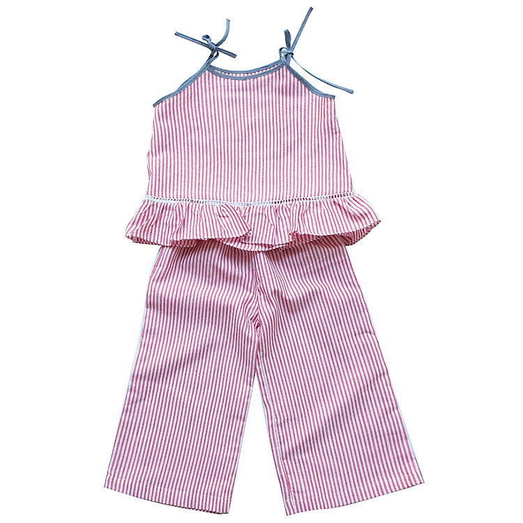 Set Áo Hai Dây Và Quần Lửng Sọc Đỏ Bé Gái Cuckeo Kids T51918
