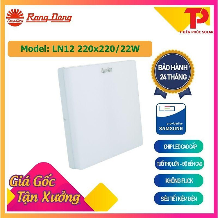 Đèn LED Rạng Đông Ốp trần vuông 22W Model: LN12 220x220/22W