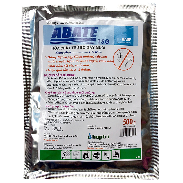 Thuốc diệt bọ gậy diệt lăng quăng Abate 1SG Gói 500g Phòng trừ muỗi sốt xuất huyết, muỗi Zika