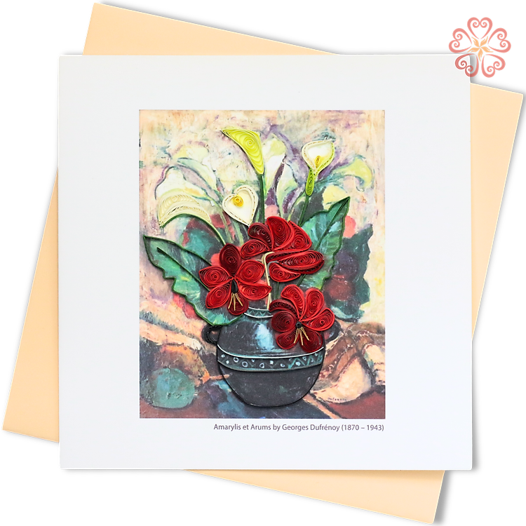 Thiệp Giấy Xoắn Nghệ Thuật - Amarylis et Arums by Georges Dufrénoy (1870 – 1943) - Decor Art - 15 x 15 - VN2XM115D45E1
