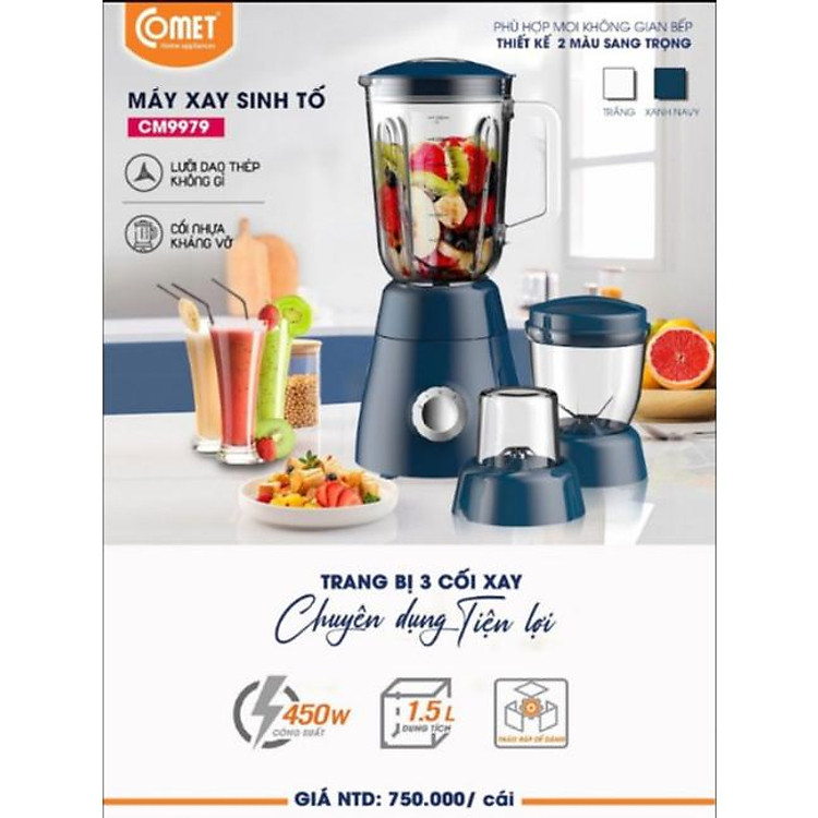 Máy xay sinh tố COMET - CM9979 - HÀNG CHÍNH HÃNG - MẪU MỚI 2023.