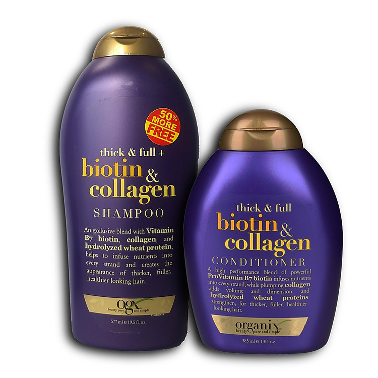 Bộ gội xả Biotin Collagen Mỹ (Chai Gội 577ml + Chai Xả 385ml)