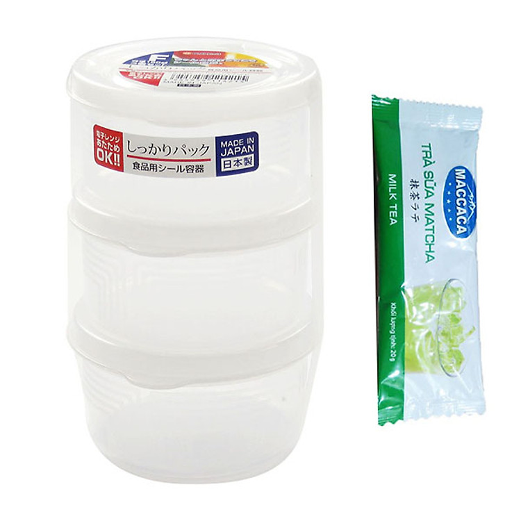 Bộ 3 hộp để đồ ăn dặm 180ml nội địa Nhật Bản + Tặng Trà Sữa Matcha / Cafe Macca