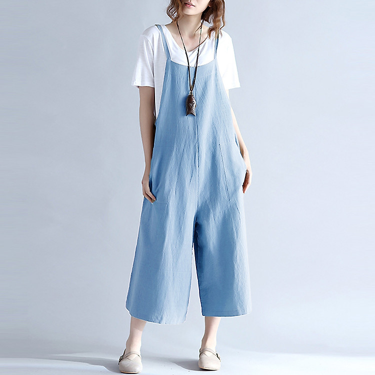 Jumpsuit Nữ Quần Ống Rộng Thời Trang