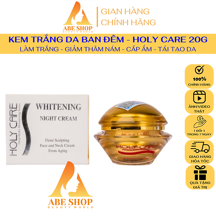 Kem HOLY CARE Ban Đêm 30g - Dưỡng Trắng Da - Cấp Ẩm - Làm Mềm Mịn Da