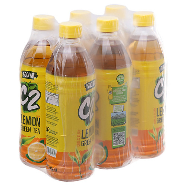 Lốc 6 chai trà C2 hương chanh 500ml