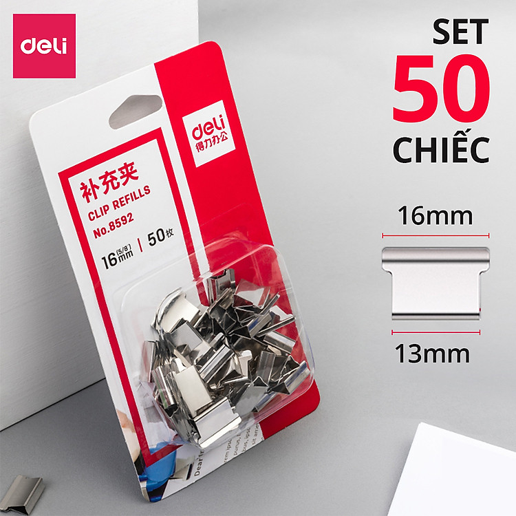 Set kẹp giấy 8 ghim thay thế Deli, kẹp cố định giấy bằng thép không gỉ, kẹp tài liệu hồ sơ văn phòng chắc chắn tái sụng