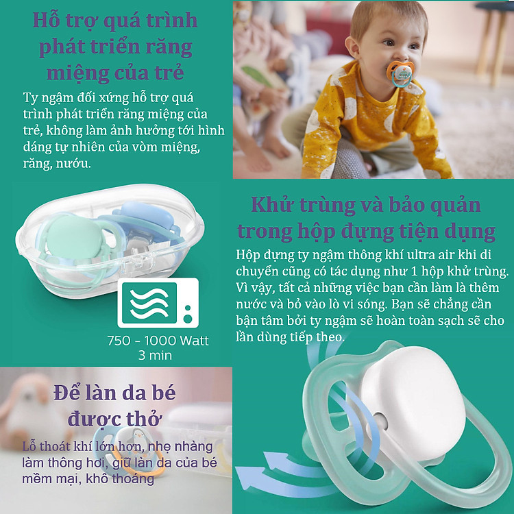 Núm ty ngậm thông khí Philips Avent Chính hãng Tiết kiệm - Hình ảnh 4