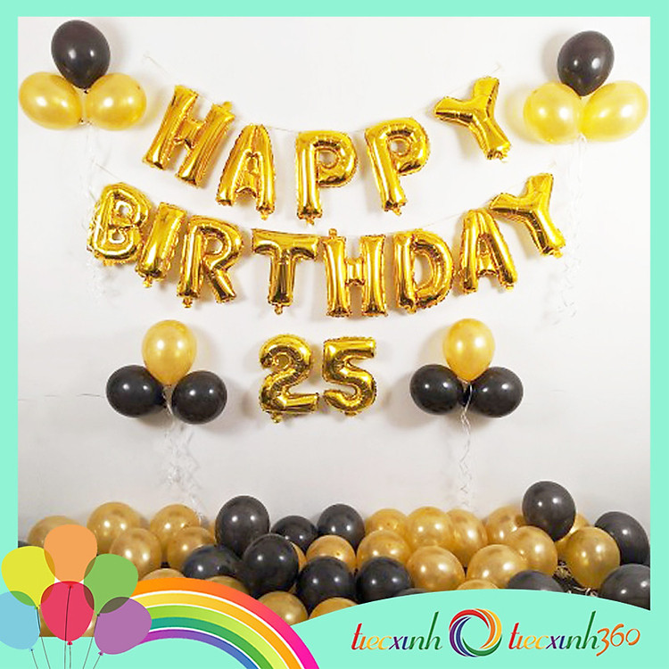 Bong Bóng Trang Trí Sinh Nhật Black Gold (Có Số)