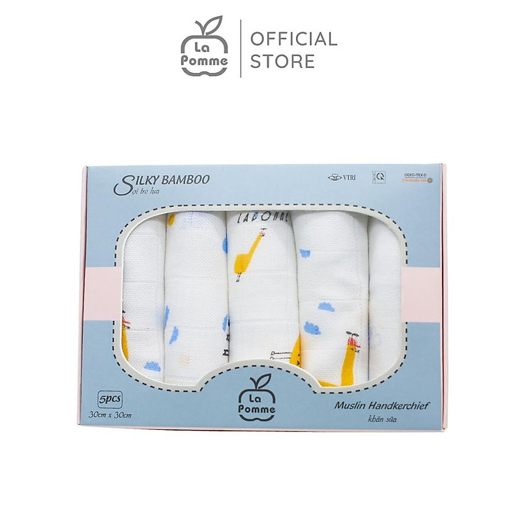 K001 Set 5 Khăn sữa sợi tre lụa (30x30) La Pomme