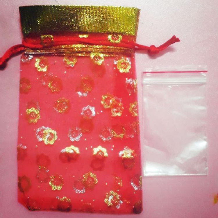 Combo 100 túi đỏ + 100 túi zip đựng muối gạo