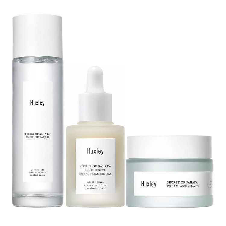 Bộ sản phẩm phục hồi da chống lão hoá cao cấp Huxley (Toner Extract It, Oil Essence, Anti-Gravity Cream)