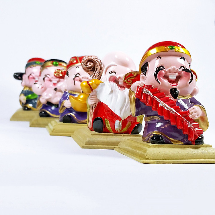 (TẶNG BỘ ĐẾ TƯỢNG) Bộ tượng 5 ông Thần Tài, Phúc, Lộc, Thọ