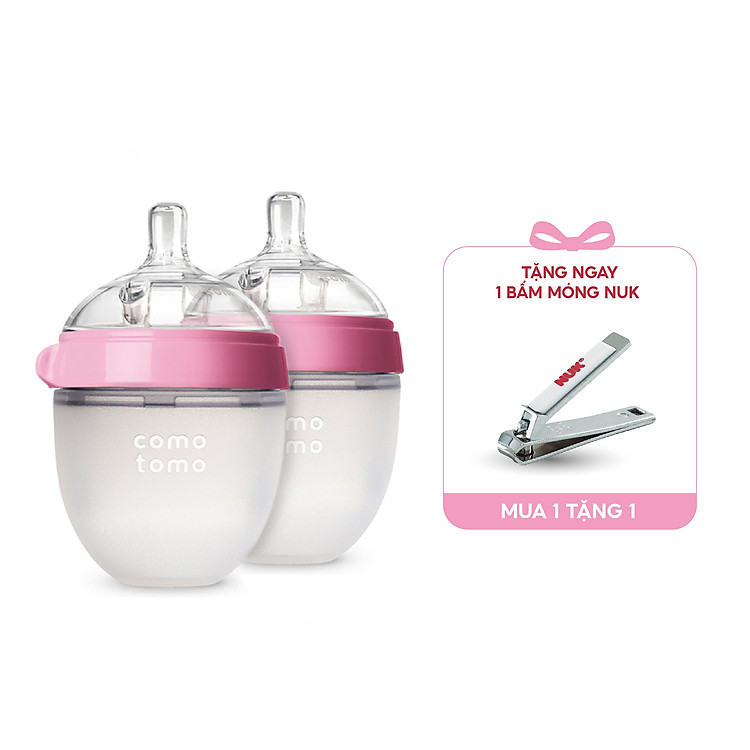 Mua Bộ bình sữa silicone Comotomo 150ml – Hồng Ưu đãi
