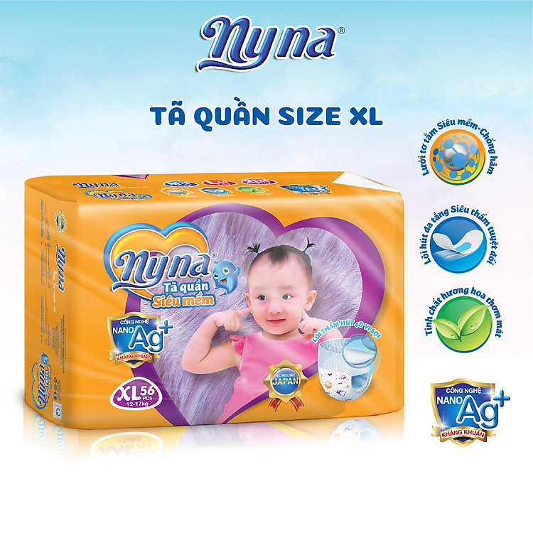 Tã Quần em bé Nyna XL 56 miếng Uy tín Ưu đãi