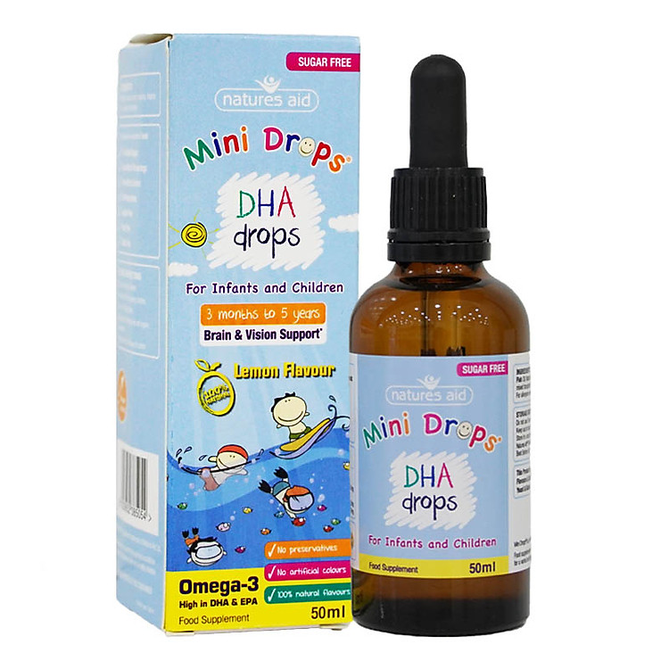 DHA drops dạng giọt Natures Aid cho bé từ 3 tháng tuổi 50ml
