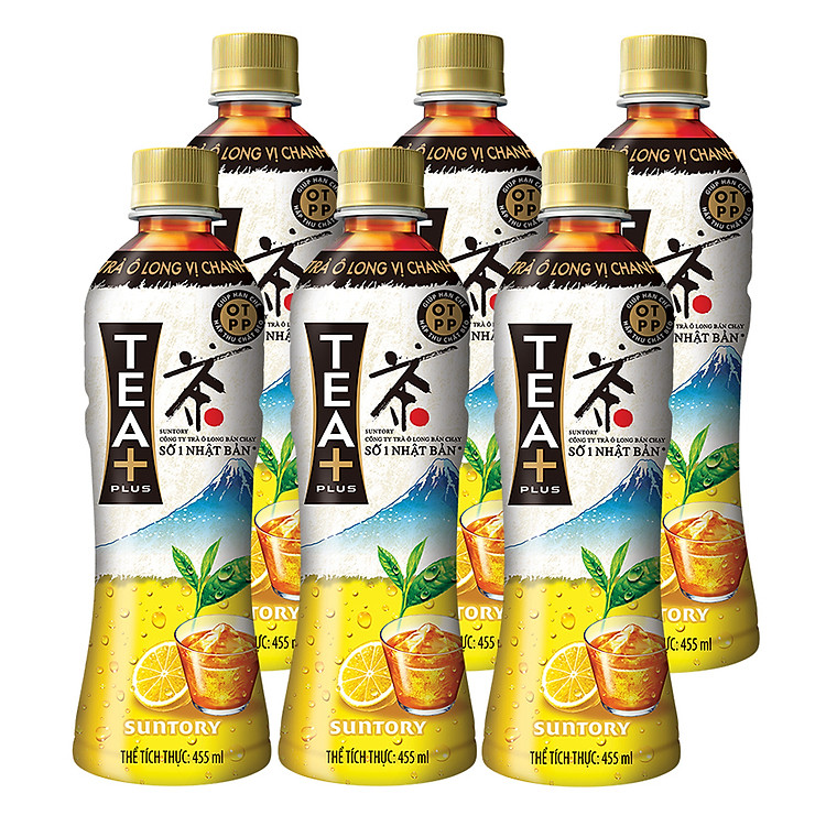 Lốc 6 Trà Ô long Vị Chanh Tea+ (455ml/Chai)
