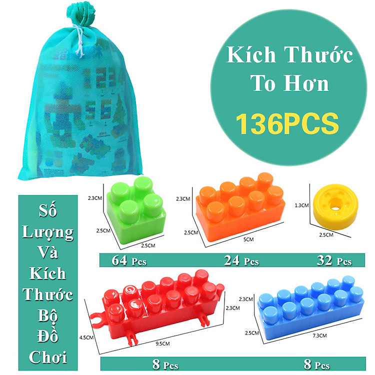 Đồ chơi Lắp Ráp TO 136 chi tiết cho bé Chính hãng Ưu đãi - Hình ảnh 2