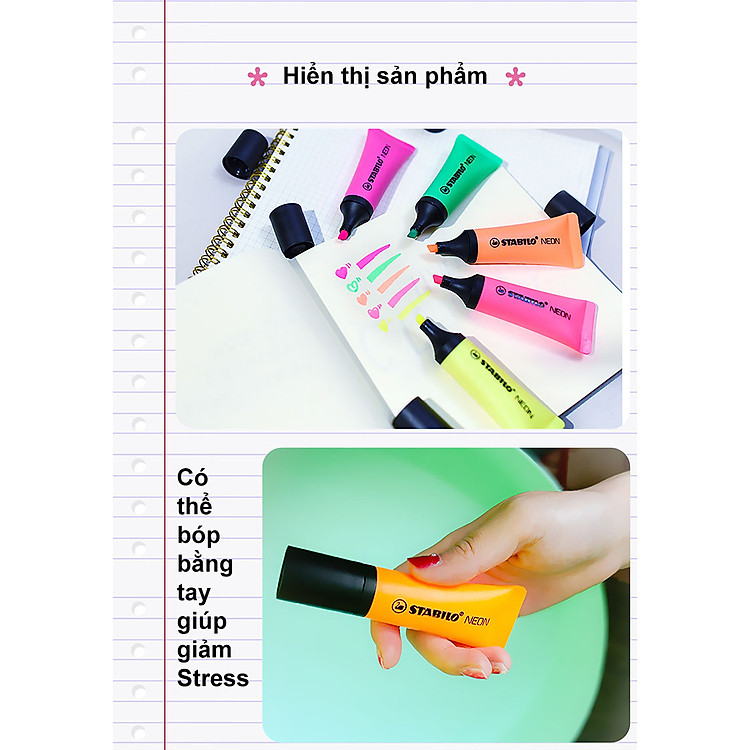 Bút dạ quang STABILO NEON 72 (Hộp 10) - Ảnh 4