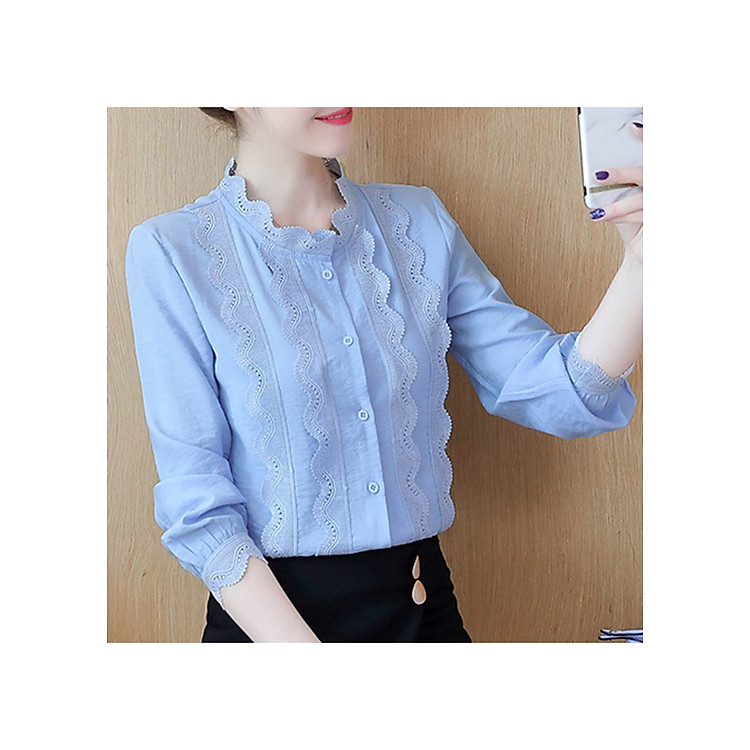 Áo Sơ Mi Nữ Áo Nữ Áo Kiểu Phối Ren Hành Chính (40-70kg) - N615