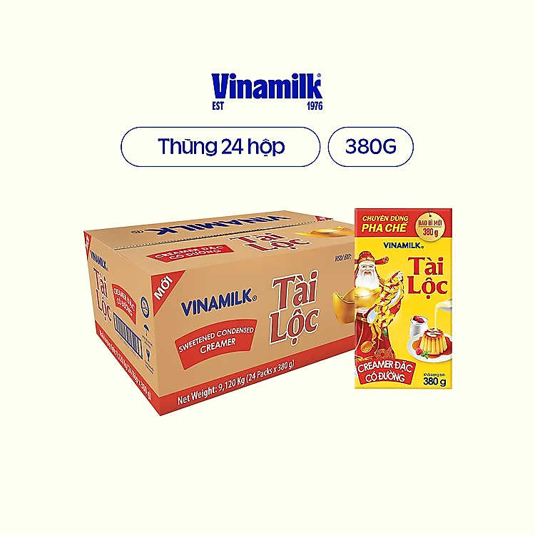 Combo Creamer đặc có đường Vinamilk Tài Lộc - Hộp Giấy 380g