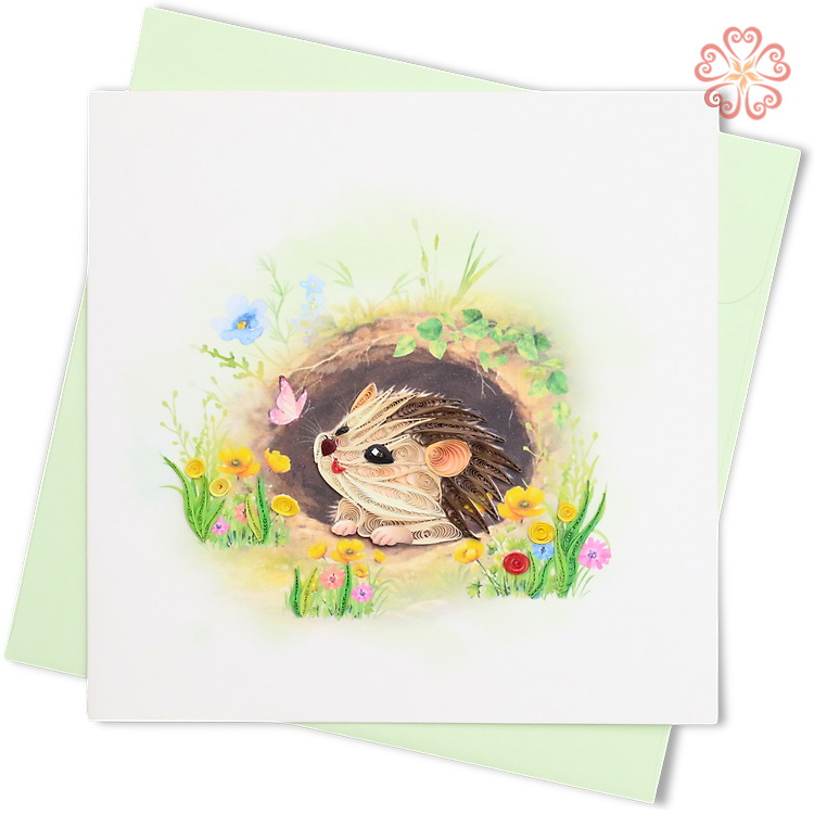 Thiệp Giấy Xoắn Nghệ Thuật - Chú Nhím Nhỏ - Little Hedgehog - Animals - 15 x 15 - VN2XM115E53NN
