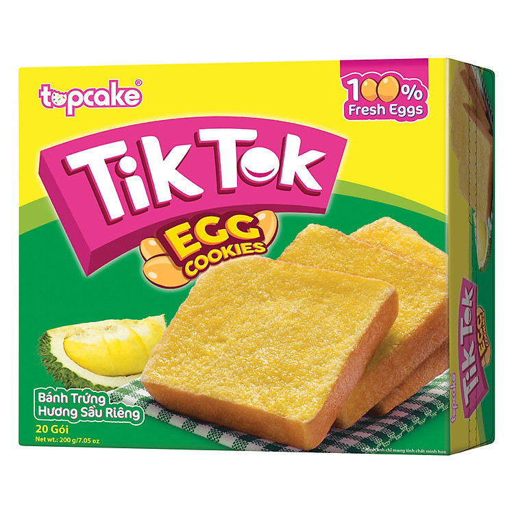 Bánh trứng TOPCAKE Tik Tok Sầu Riêng 200g