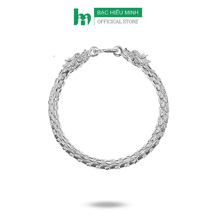 Lắc Tay Nam Bạc Ta Vẩy Rồng Hai Đầu Rồng Nam Tính Đơn Giản BẠC HIỂU MINH LTN042