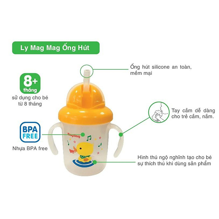 Ly Mag Mag Pigeon 180ml có ống hút Chính hãng Giá rẻ - Hình ảnh 4