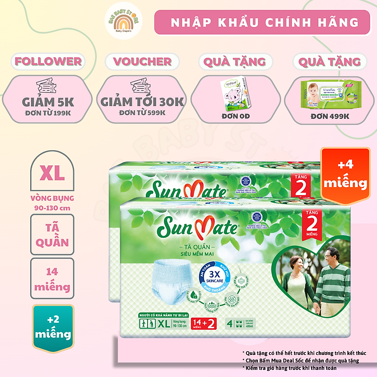 Mua Combo 2 Tã quần người lớn SunMate Chính hãng Giá rẻ - Hình ảnh 2