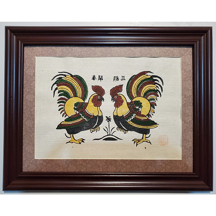 TRANH DÂN GIAN ĐÔNG HỒ - GÀ HOA HỒNG -GÀ DẠ XƯỚNG - GÀ ĐÀN MẸ CON