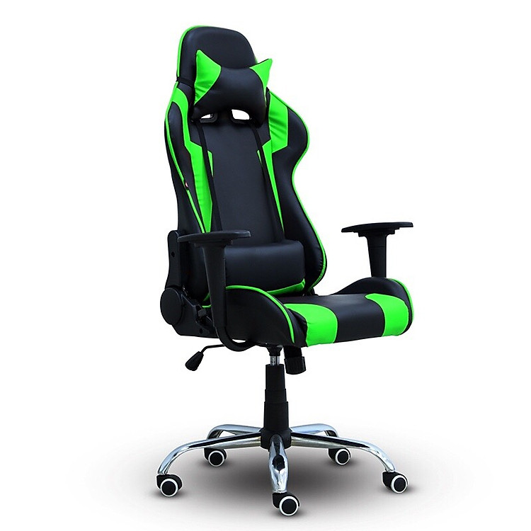 Ghế chơi game cao cấp Thái Lan BG Mẫu E-01 màu (Green/Black) chân xoay 360 độ, ngả ra sau 165 độ (Hàng nhập khẩu)