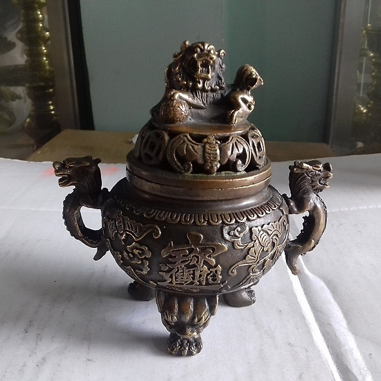 Lò đốt trầm giả cổ Sư tử nhỏ