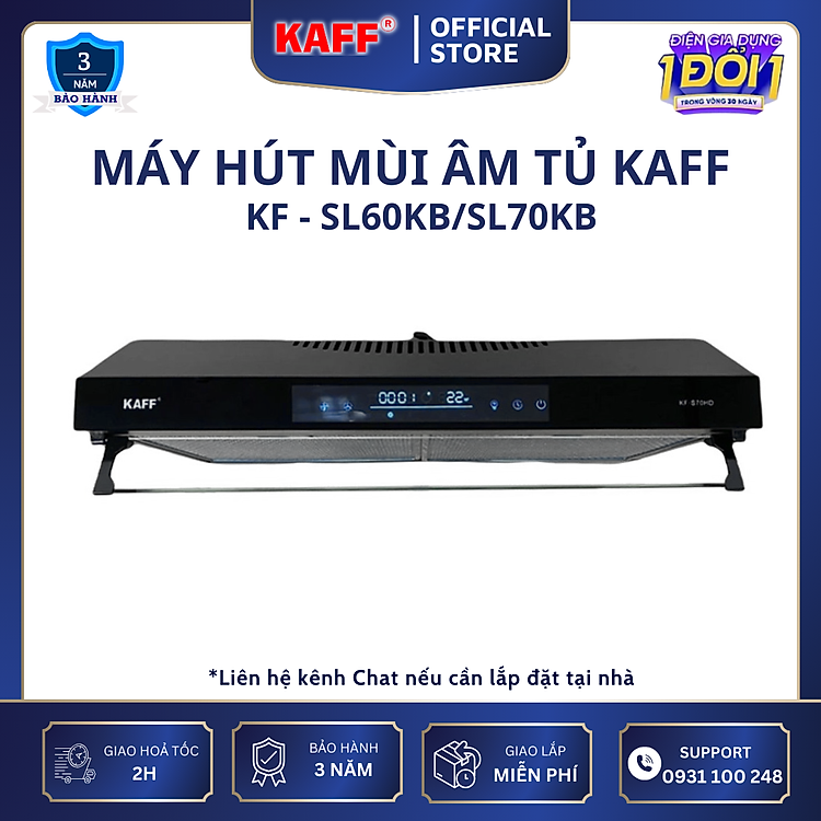 Máy hút mùi cổ điển màn hình LCD màu đen cảm ứng 700mm KAFF KF-S70HD - Hàng Chính Hãng