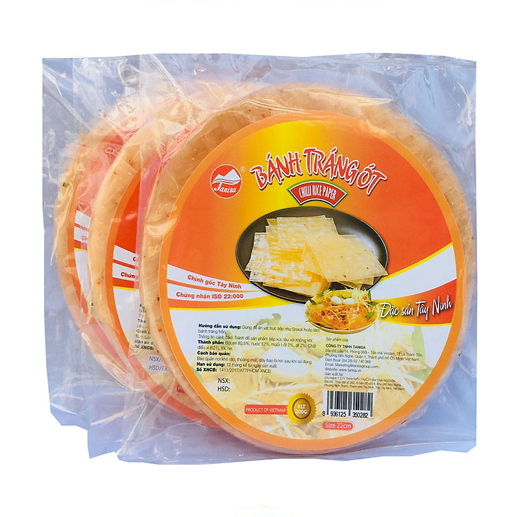 Combo 3 bánh tráng ớt Tây Ninh Tanisa bịch 200g