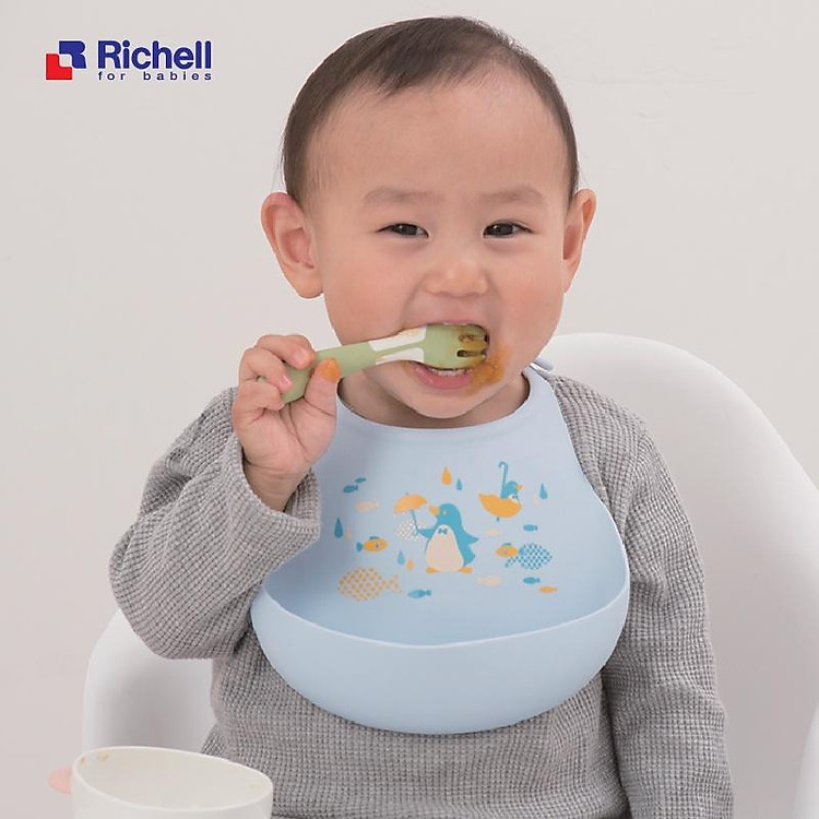 Yếm ăn dặm silicon cho bé Richell Nhật Bản | Baby
