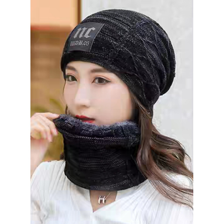 Khăn choàng len nữ quàng cổ giữ ấm chống rét lạnh tặng kèm nón mũ len y hình dona21102513