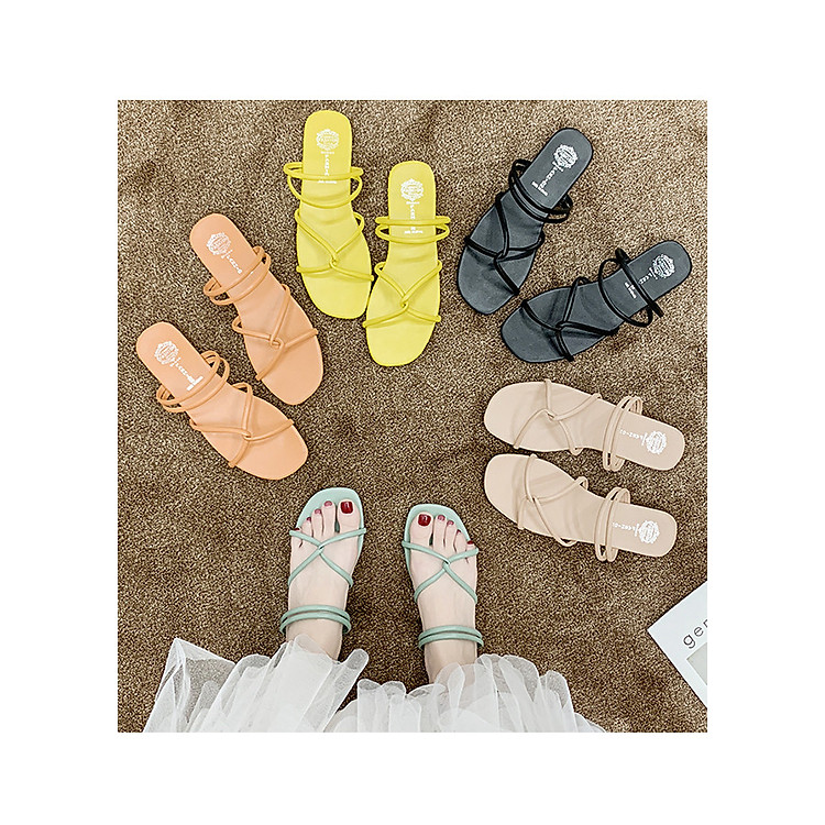 Sandal Bệt Quai Chéo Thời Trang Nữ Đi 2 Kiểu Da Mềm Trẻ Trung 3Fashion - 3182