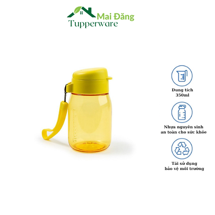 Bình nước Tupperware Mini Lohas 350ml (màu vàng) chịu nhiệt cao 110đ, siêu kín, độ bền cao, nhựa nguyên sinh
