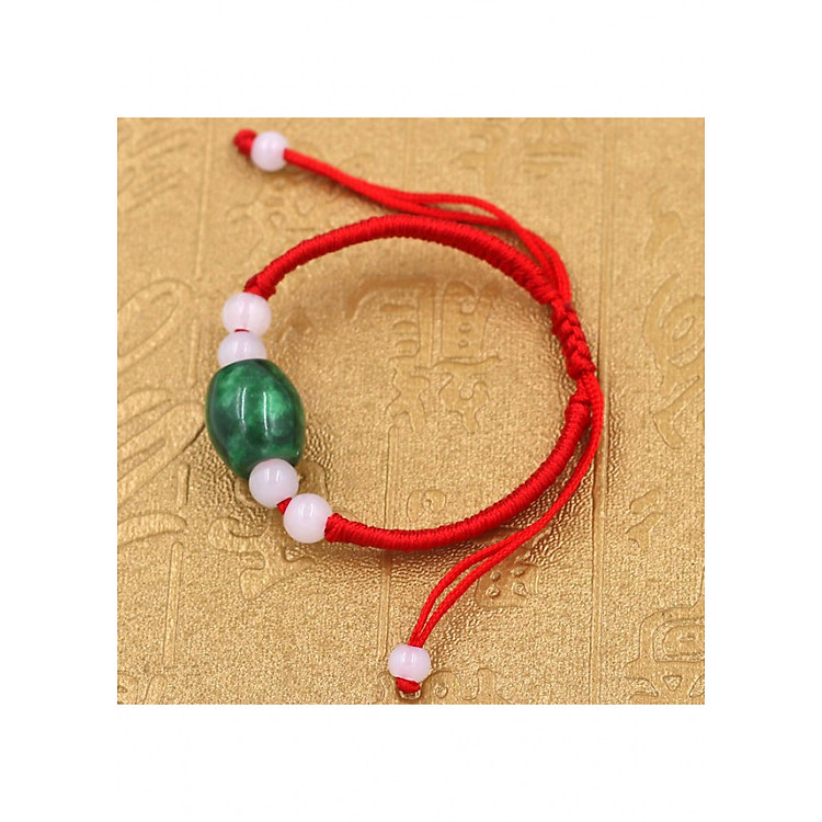 Vòng đeo tay tết dây đá cẩm thạch TD2 - Vòng tay chỉ đỏ may mắn