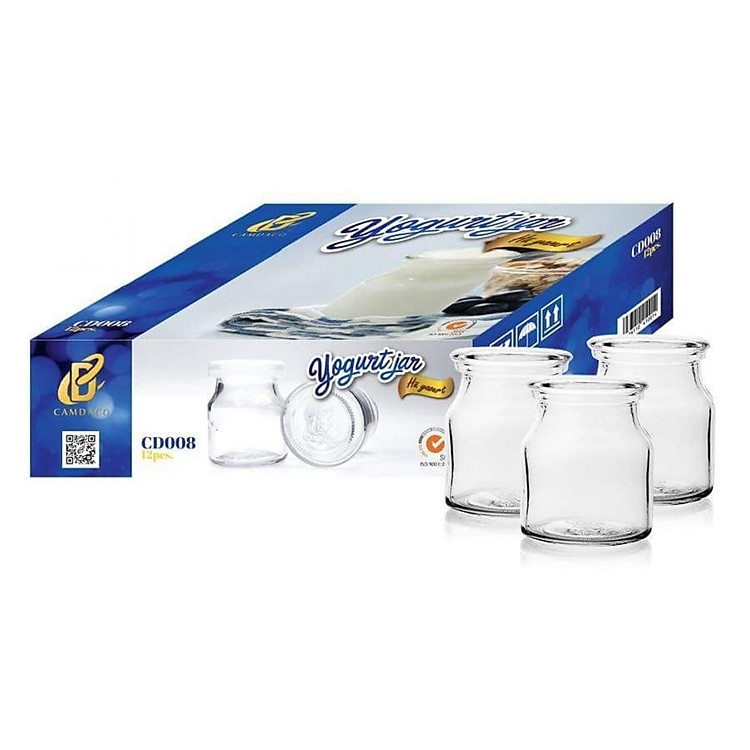 Bộ 12 Hũ Lọ Thủy Tinh Đựng Sữa Chua Nắp Thiếc Vặn Camdaco (100ML)