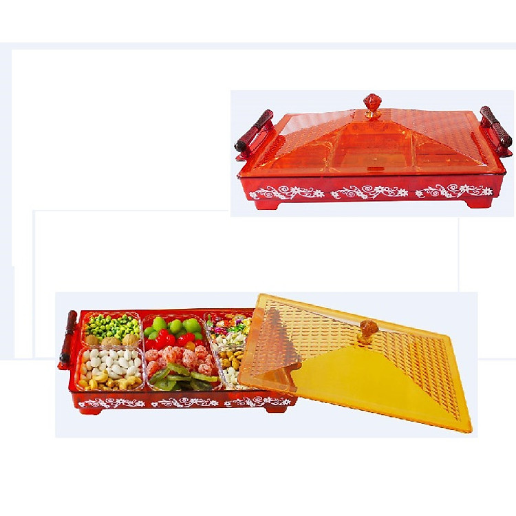 Khay Đựng Bánh Mứt Nhiều Ngăn Chữ Nhật Độc Đáo