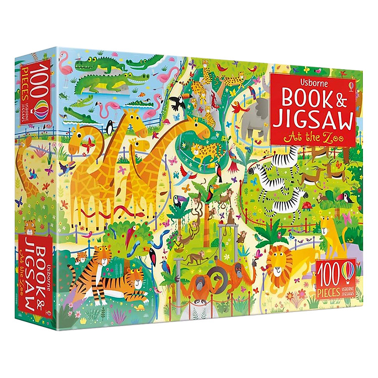 Sách Usborne Look and Find Zoo Book & Jigsaw At the Zoo