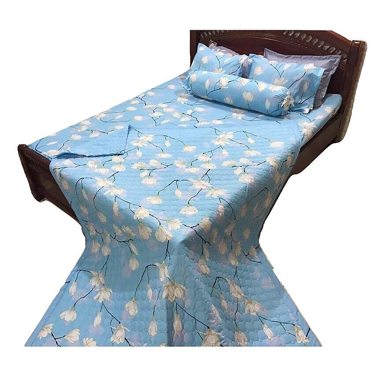 Chăn hè Cotton Poly phong lan xanh