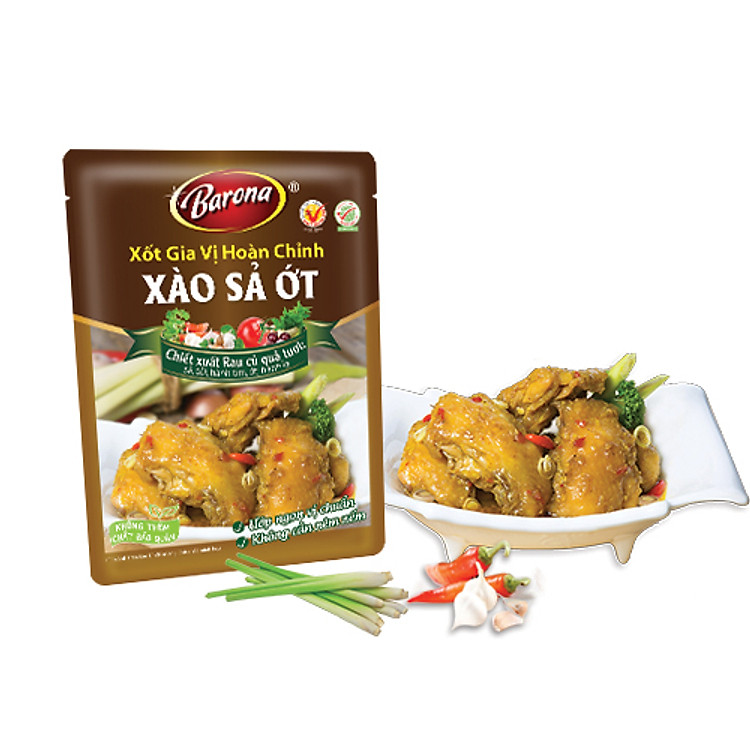 Combo 3 gói Xốt Gia vị hoàn chỉnh Barona - Xào Sả Ớt 80gr