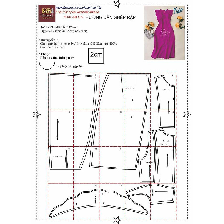 Rập giấy may đầm mã 1661 (3XL) - Ảnh 2