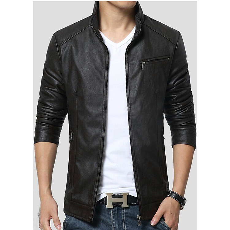 Áo Khoác Da Nam, đen - DK016